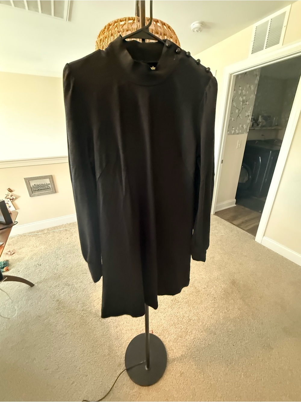 kate spade Black Button-Accent Long Sleeve Top